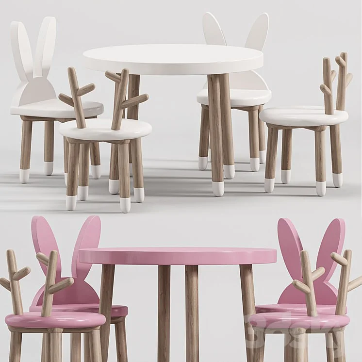 Wooden Table Chair Set for kids 2